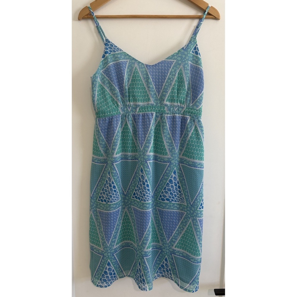 Old Navy Geometric Empire Waist Cami Sundress Blue Multi Smocked MED Summer 2013